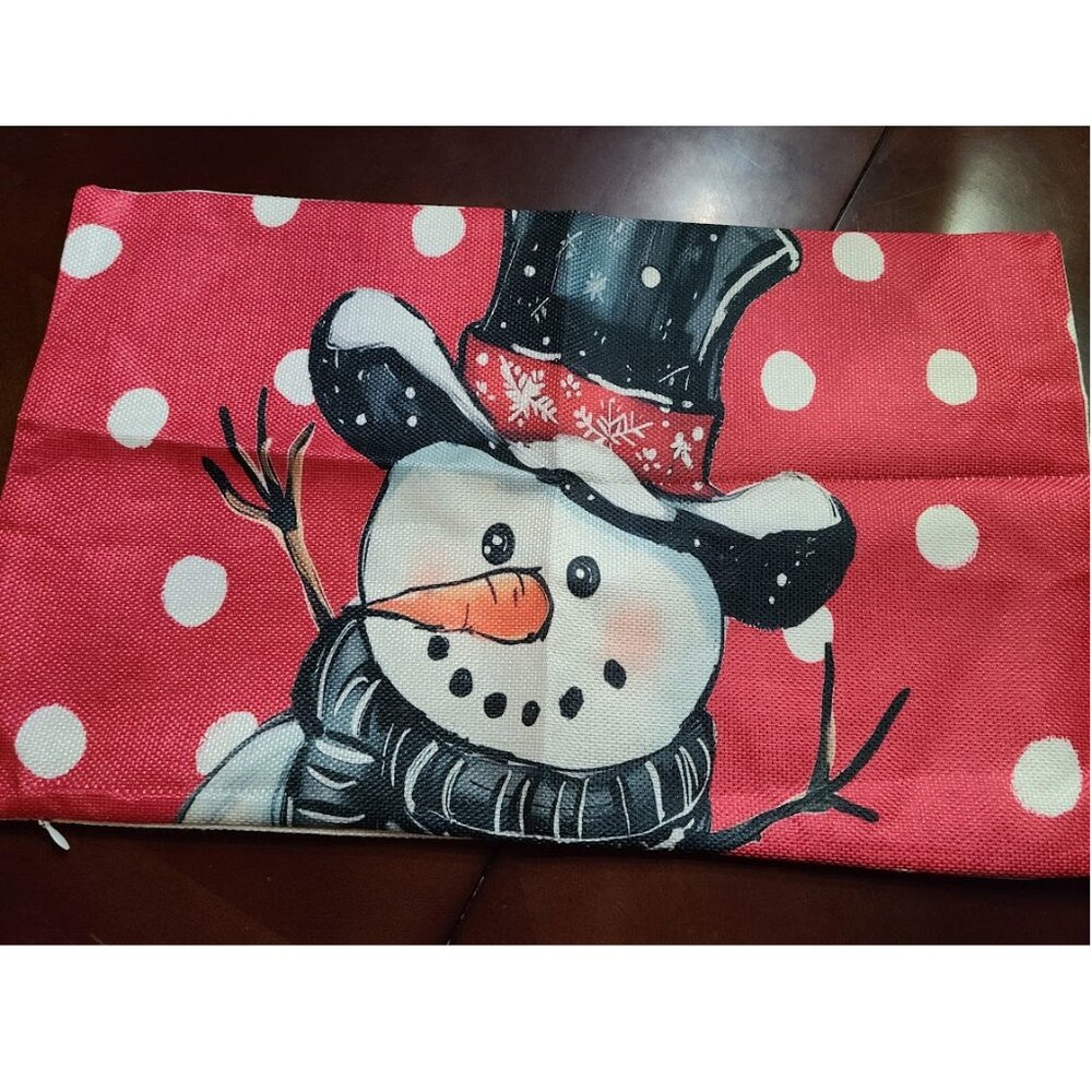 Christmas Pillow Cover Snowman Decor Xmas Holiday Decorative Accent Throw Case